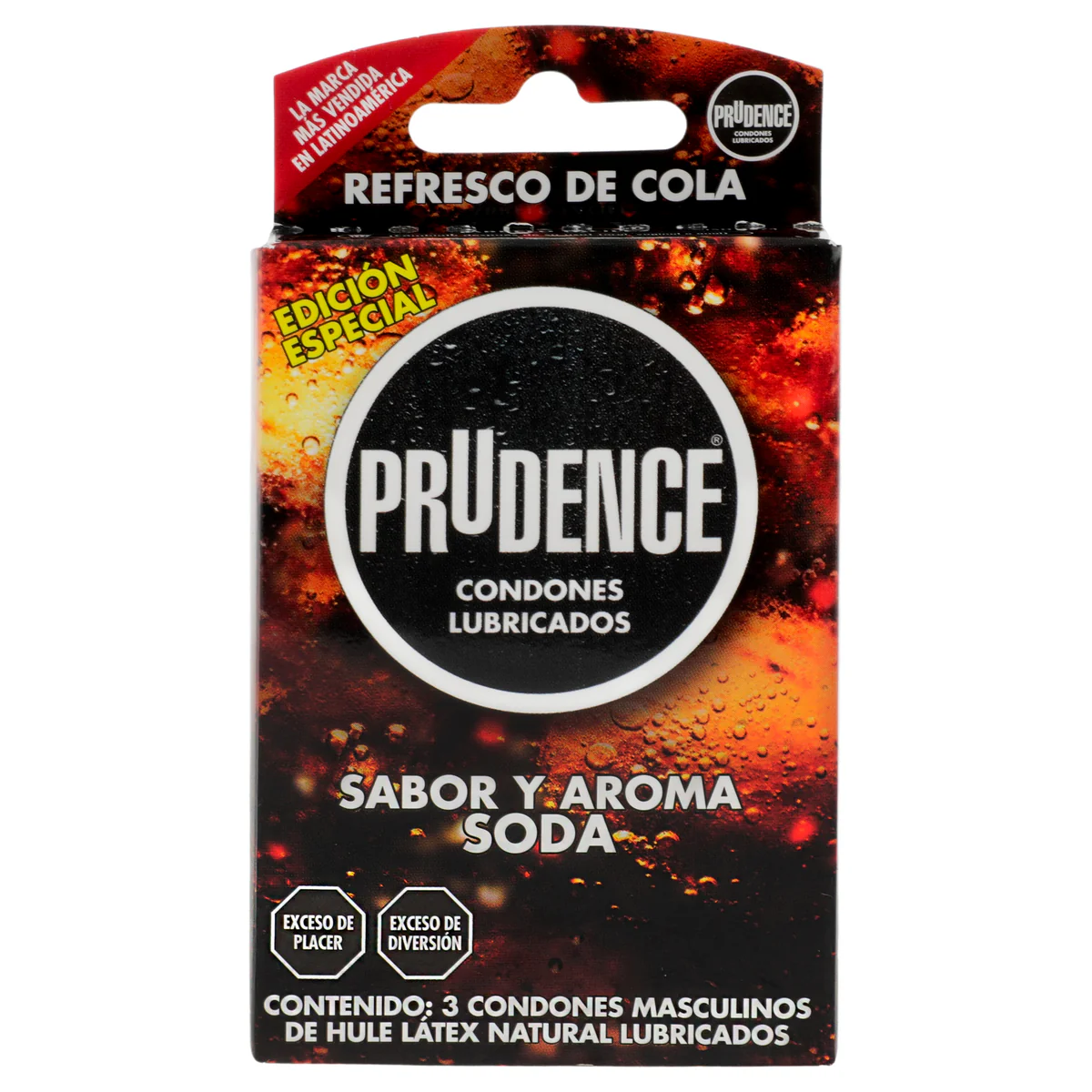 CONDONES PRUDENCE  SABOR Y AROMA SODA 3 PIEZAS