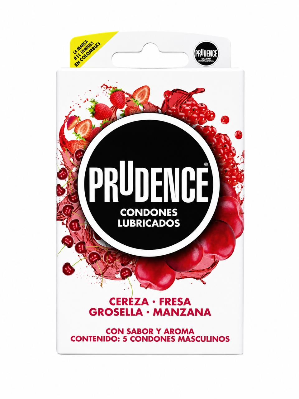 CONDONES PRUDENCE  SABOR Y AROMA FRUTAS ROJAS 5 PIEZAS