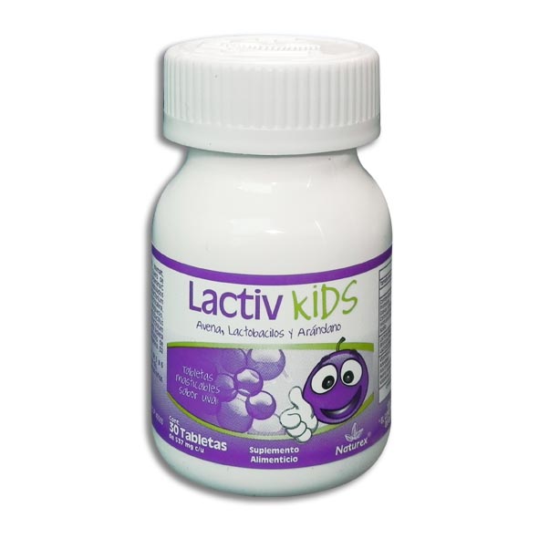 LACTIV KIDS  AVENA,LACTOBACILOS Y ARANDANO 30 TABLETAS MASTICABLES SABOR UVA