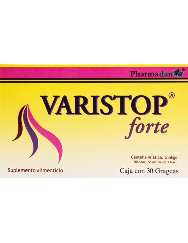 VARISTOP FORTE  CENTELLA ASIATICA,GINKGO BILOBA,SEMILLA DE UVA 30 GRAGEAS {