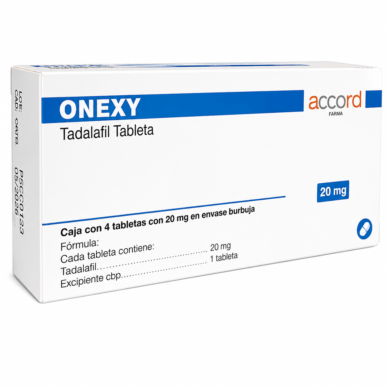 TADALAFIL 20MG C/4 TABS ONEXY