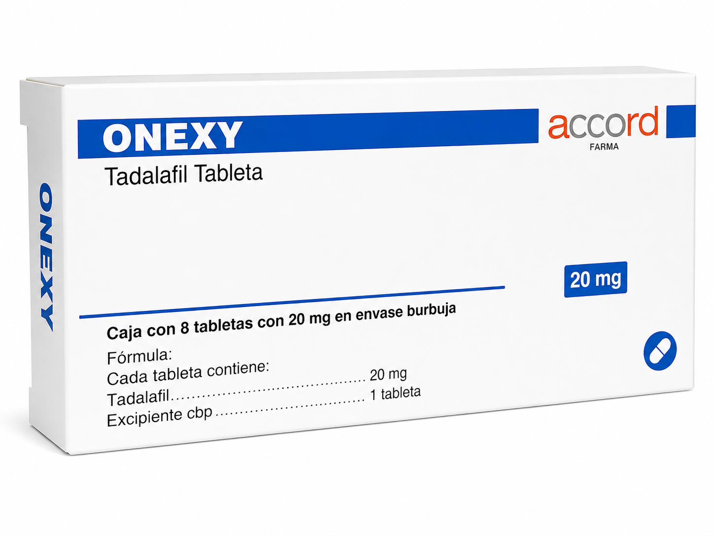 TADALAFIL 20MG C/8 TABS ONEXY