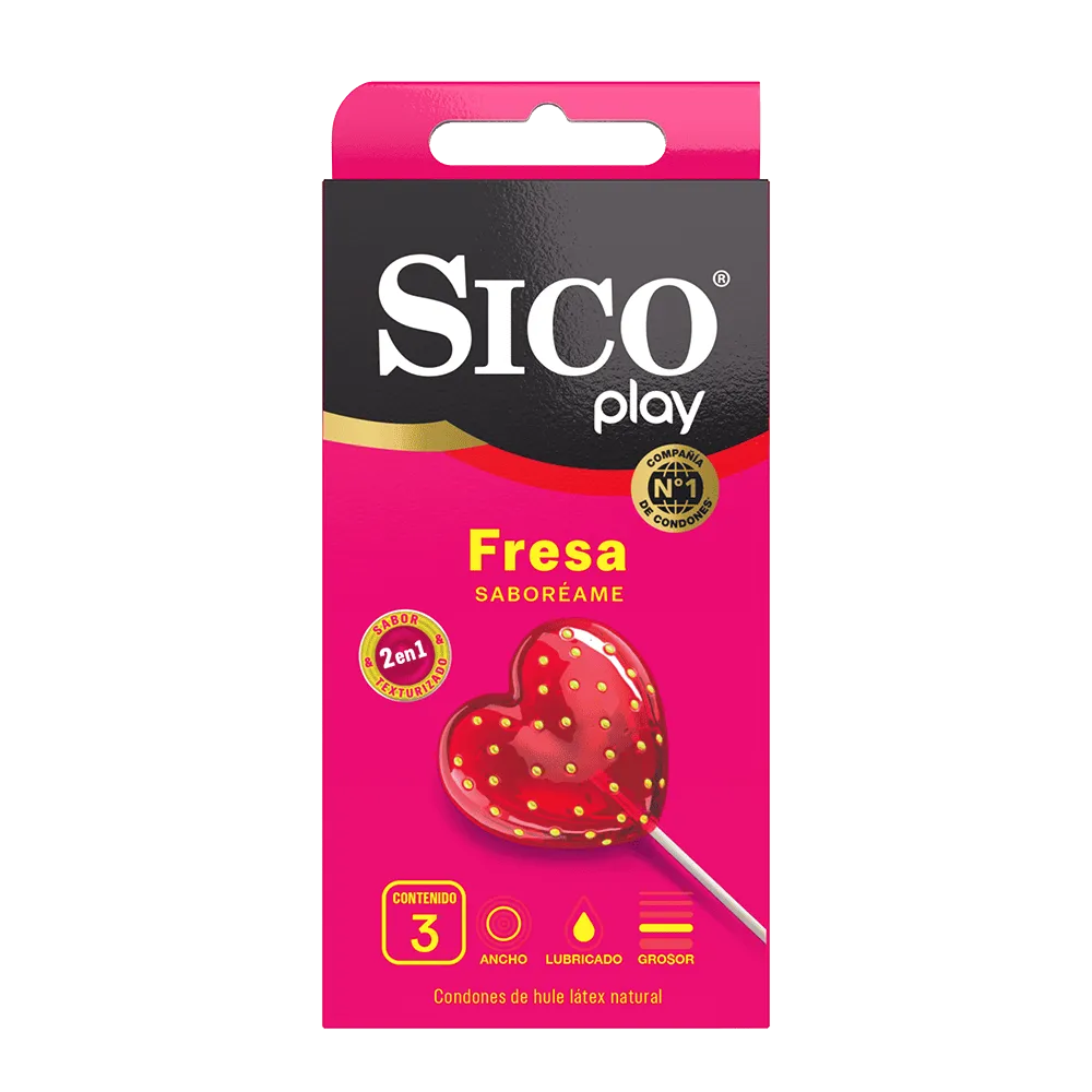 CONDONES SICO SABOREAME FRESA 3 PIEZAS