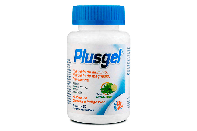 ALUMINIO HIDROXIDO DE MAGNESIO DIMETICONA 200/200/20MG C/50TABS MASTICABLES PLUSGEL