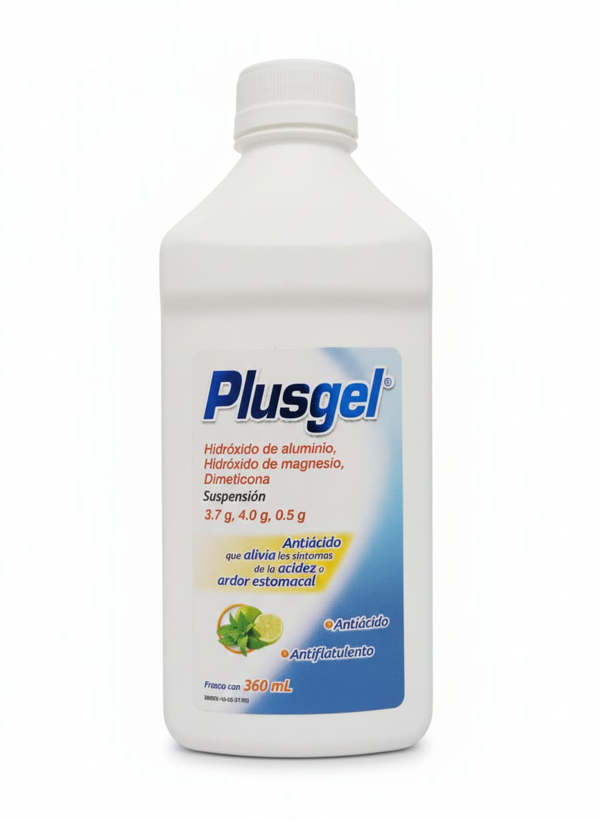 ALUMINIO HIDROXIDO DE MAGNESIO DIMETICONA 3.7/4G/500MG SUSP 360ML PLUSGEL